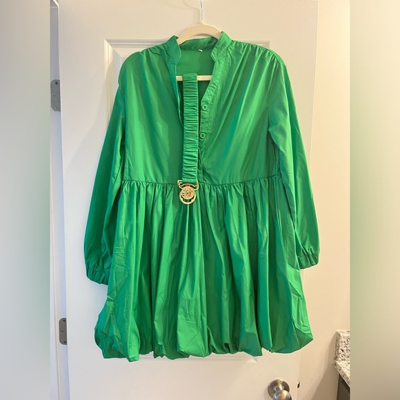 Green Puff Long Sleeve Mini Dress - Picture 4 of 4
